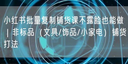 小红书批量复制铺货课不露脸也能做｜非标品（文具/饰品/小家电）铺货打法