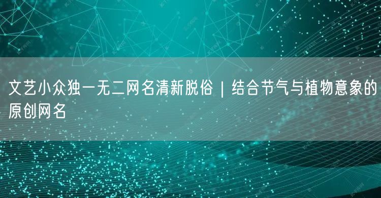 文艺小众独一无二网名清新脱俗｜结合节气与植物意象的原创网名