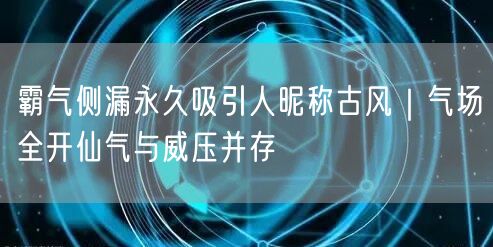 霸气侧漏永久吸引人昵称古风|气场全开仙气与威压并存