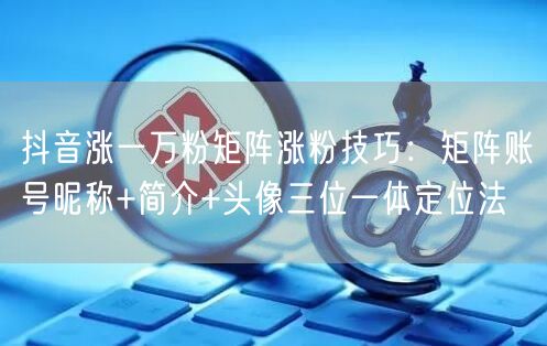 抖音涨一万粉矩阵涨粉技巧:矩阵账号昵称+简介+头像三位一体定位法
