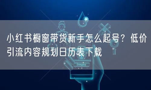 小红书橱窗带货新手怎么起号?低价引流内容规划日历表下载