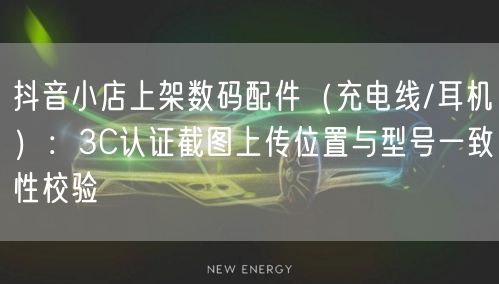 抖音小店上架数码配件(充电线/耳机):3C认证截图上传位置与型号一致性校验